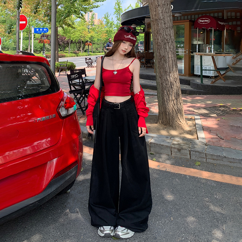 阔腿裤拖地美式复古高腰百搭显瘦