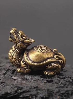 防小人室办公室摆件复纯铜龙头玄武实心乌龟招古财客厅卧居家