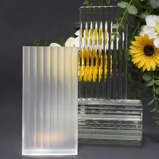 超白长虹钢化油砂定制艺术玻璃瓦楞聚光灯芯酒店民宿隔断屏风柜门