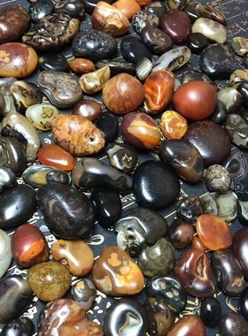 玛瑙籽料原石手玩鱼缸特价花纹