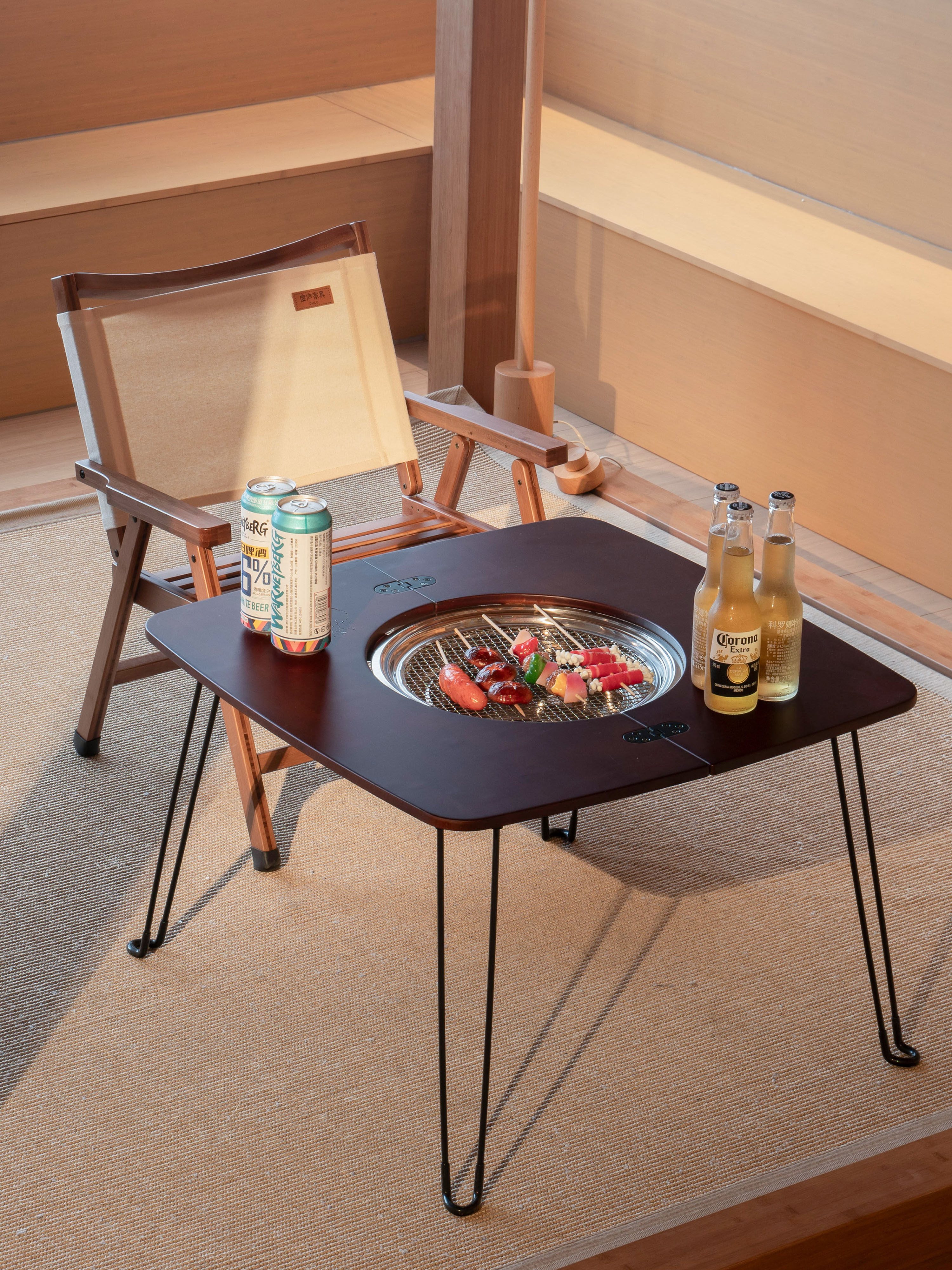 圆心炉桌茶具烧烤炉家庭烧烤炉户外庭院炉木炭烤架可折叠野营风格,住宅家具,庭院烤火炉,淘宝优惠券,粉丝福利购,淘宝优惠卷