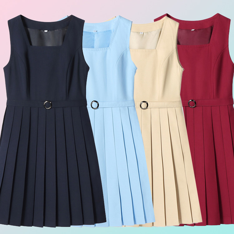纯色无袖连衣背心裙班服校服裙