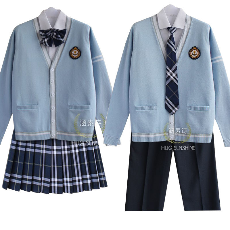 现货秋冬毛衣套装英伦学院校服制服情侣装园服针织学生班服合唱服