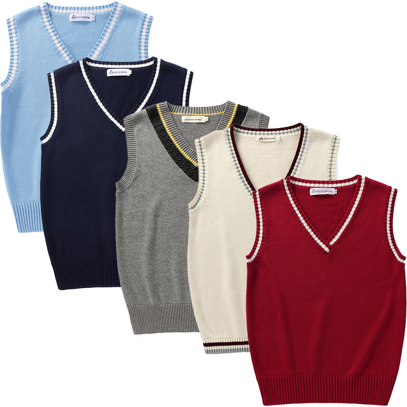 JK马甲毛衣针织背心学院风可叠穿外搭坎肩男女款英伦风日系情侣装