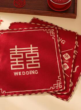 手帕结婚小方巾红色手绢婚礼喜帕婚庆红手巾回礼礼品喜事抛洒喜糖