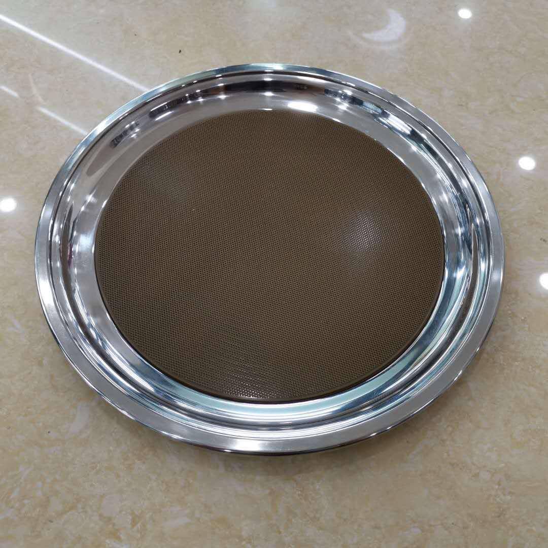 不锈钢服务餐盘配隔热防滑托盘果盘茶盘硅胶垫餐盘酒店餐厅圆托盘