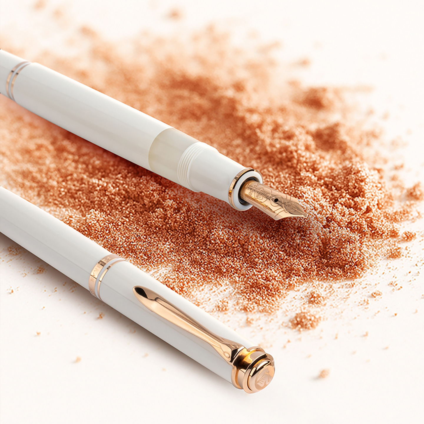 德国Pelikan百利金Souveran帝王M600 White & Rose Gold白色玫瑰金钢笔14K金尖 德国制造活塞上墨商务送礼