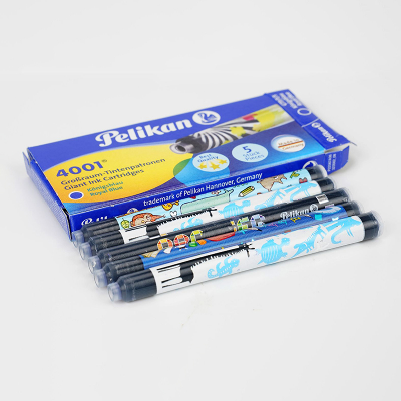 Pelikan百利金4001-GTP/F/5 TP/6皇家蓝Royal Blue墨囊非碳素一次性墨胆钢笔可替换芯5支装儿童学生3盒包邮