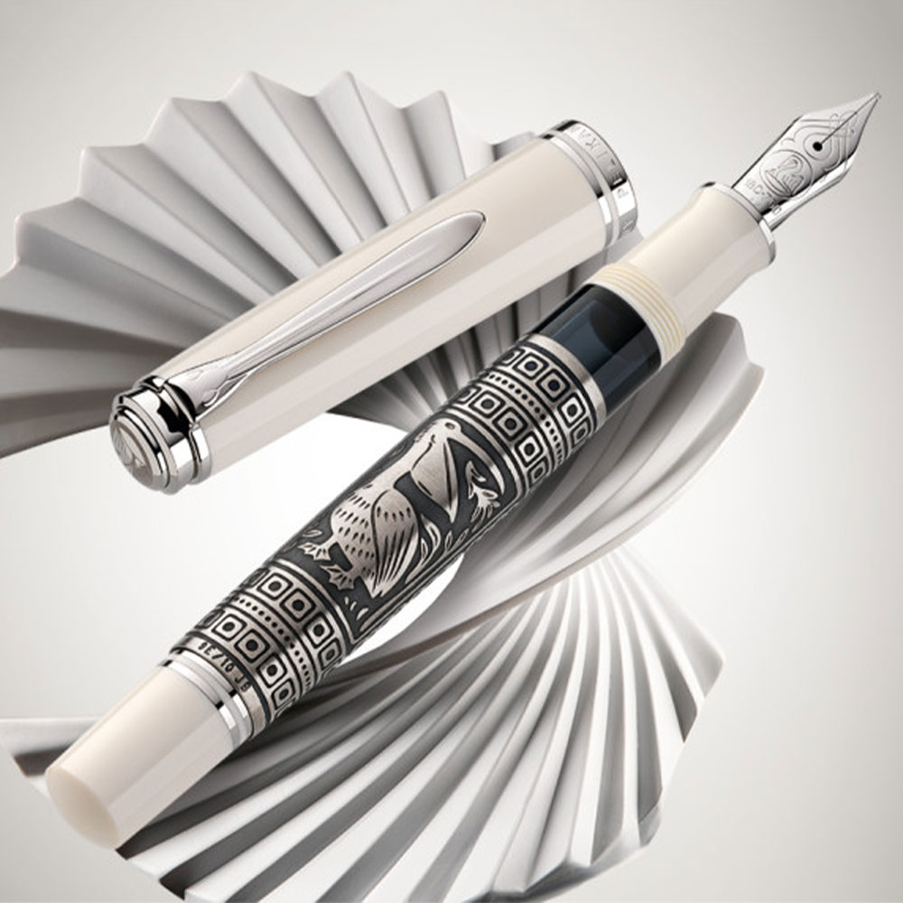 Pelikan百利金Toledo M910白银雕托雷多手工雕刻18K925纯银笔杆珍藏版钢笔收藏旗舰店正品