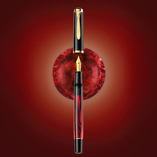 德国Pelikan百利金Classic传统特别版M200 Red Marbled红色大理石纹钢笔墨水笔礼盒商务送礼练字刻字