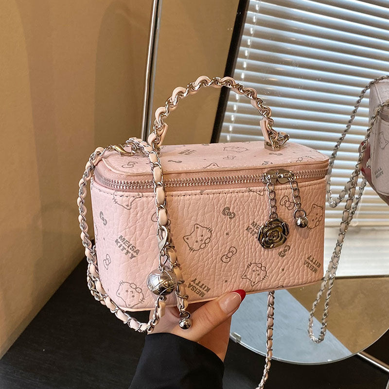 小众轻奢精致盒子包包女2025新款高级感印花便当包时尚链条斜挎包