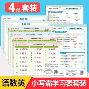 两拼音节三拼音节小学英语音标速查表小学生一二年级数学九九乘法表 汉语拼音音节全表 PASS绿卡小学霸学习表 小学乘法口诀表