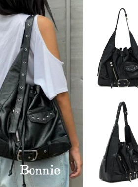 【现货】Deinet包抽绳铆钉机车包大容量单肩斜挎包托特包电脑包女