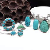 堰京绿松石吊坠925银镶嵌项链女吊坠天然原矿时尚 饰品生日礼物