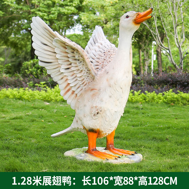 玻璃钢仿真鸭子雕塑户外公园装饰品绿头鸭番鸭白鸭摆件家禽大模型