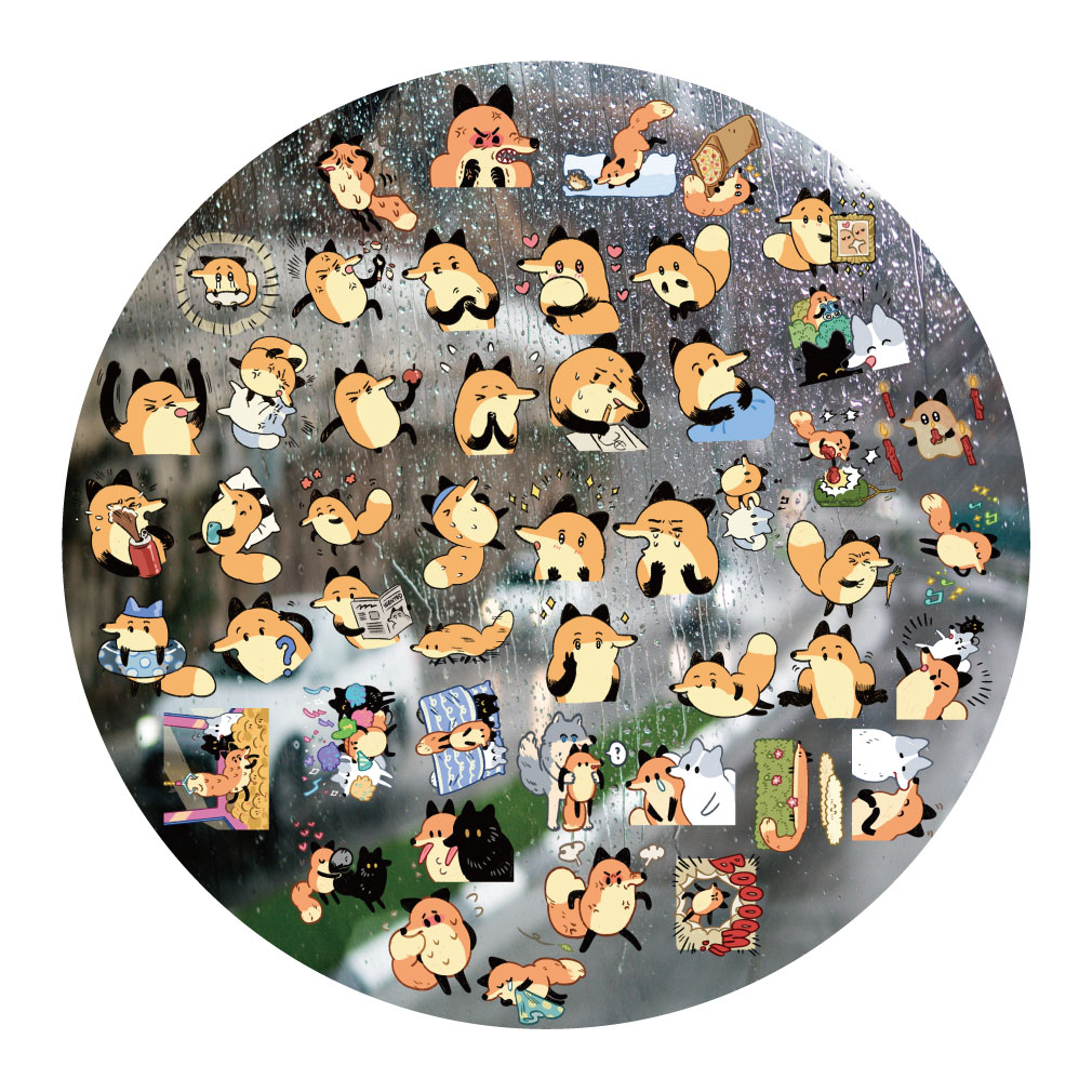 捣蛋鬼狐狸UV转印贴动漫电动牙刷防水水晶标签手机壳头装饰贴纸