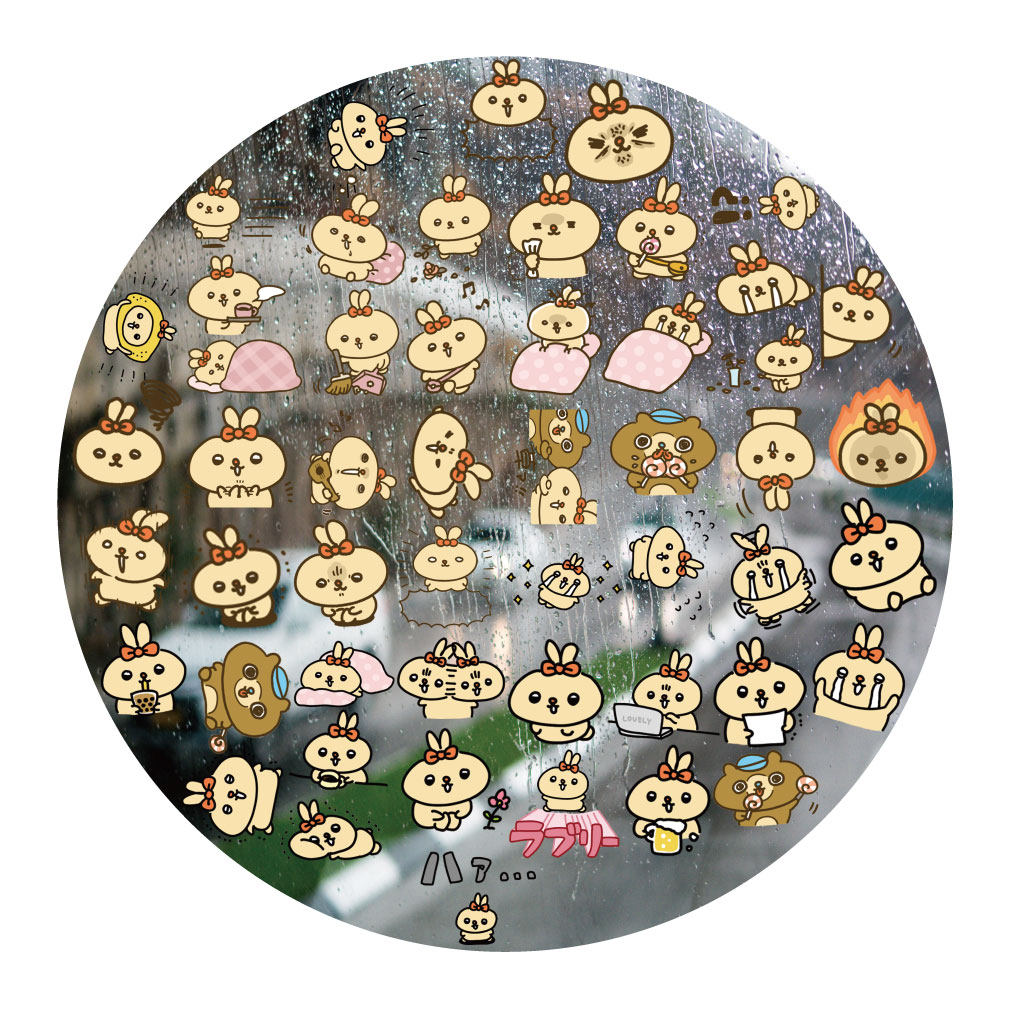 卡通黄色兔兔UV转印贴动漫电动牙刷防水晶标签手机壳头装饰贴纸