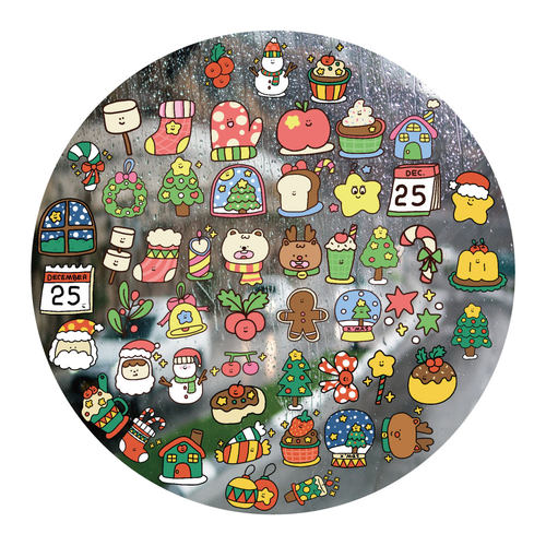 圣诞冬季节日氛围UV转印贴动漫电动牙刷防水晶标手机壳头装饰贴纸