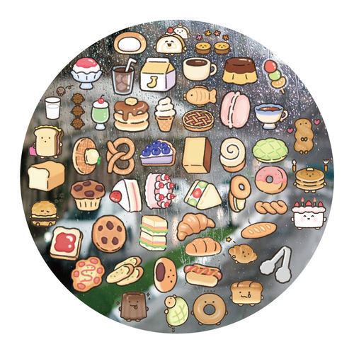 卡通面包吐司甜品UV转印贴动漫电动牙刷防水晶标手机壳头装饰贴纸