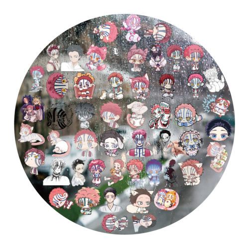 鬼灭猗窝座UV转印贴动漫电动牙刷防水晶标签手机壳头盔装饰贴纸