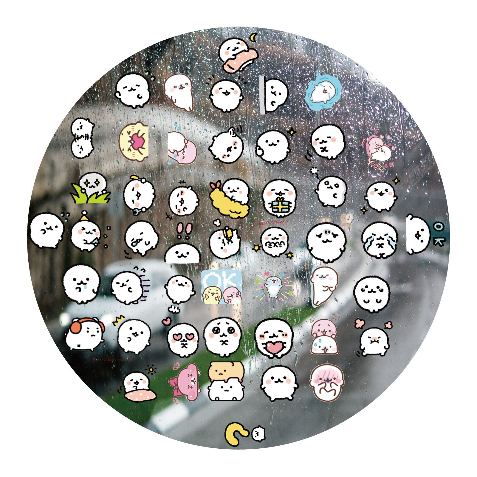 可爱小海豹UV转印贴卡通防水套图水晶标签手机壳头盔装饰贴纸