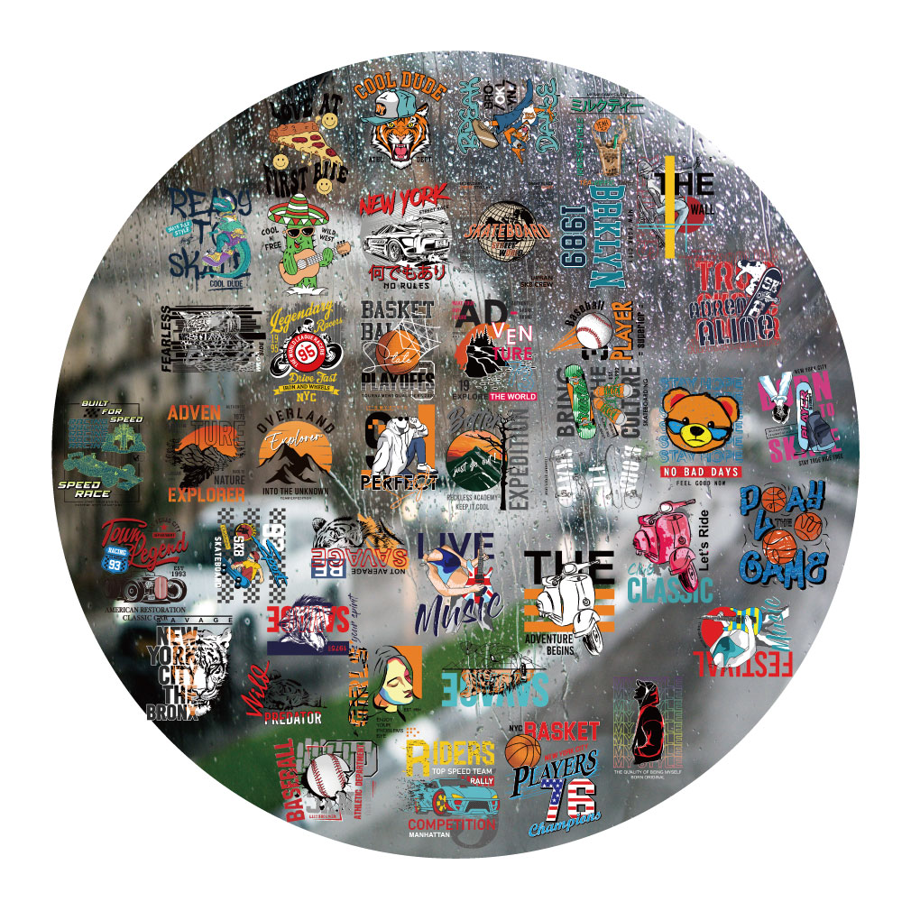 潮流插画印花UV转印贴动漫电动牙刷防水水晶标签手机壳头装饰贴纸