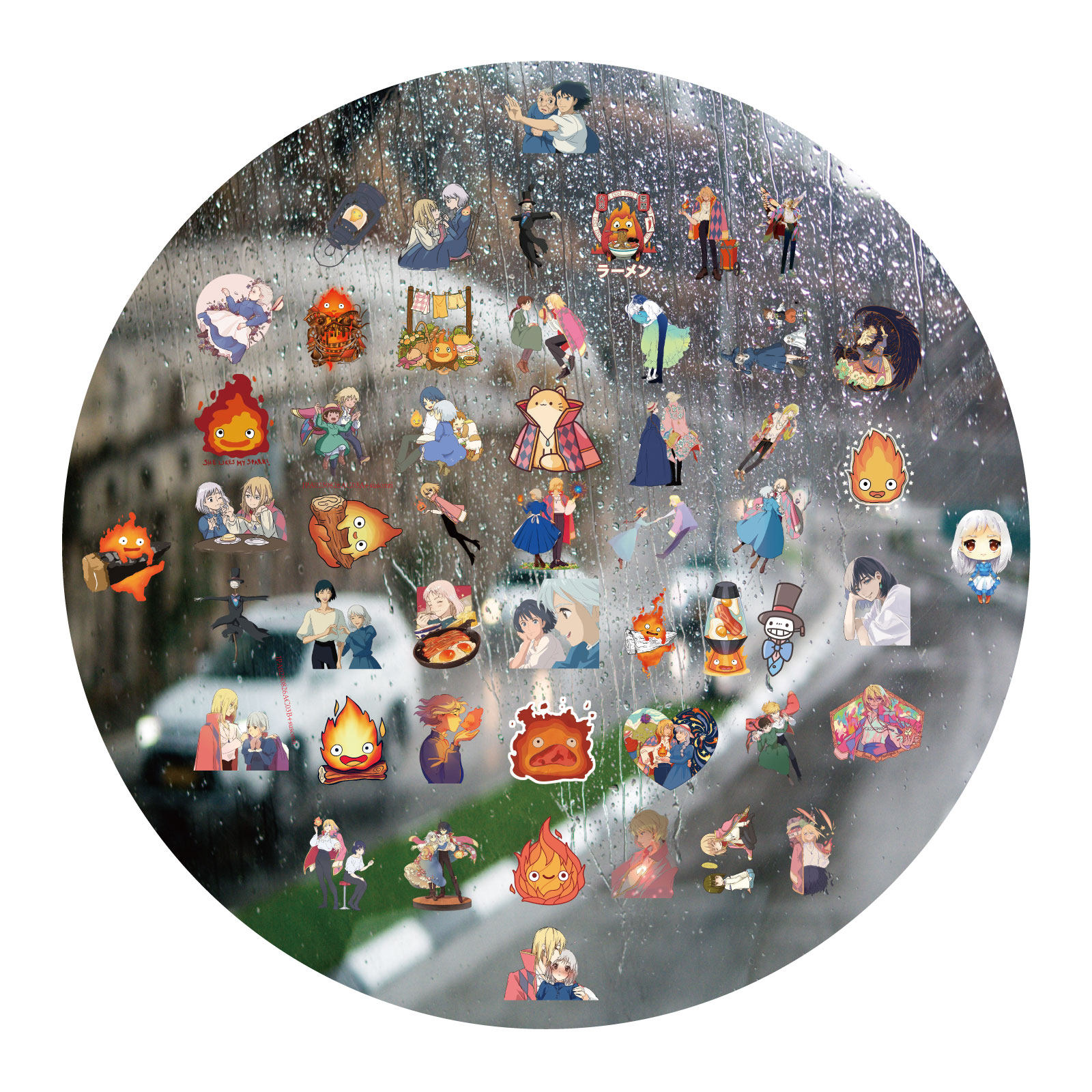 哈尔的移动城堡UV转印贴可爱卡通动漫防水图水晶标签头盔装饰贴纸