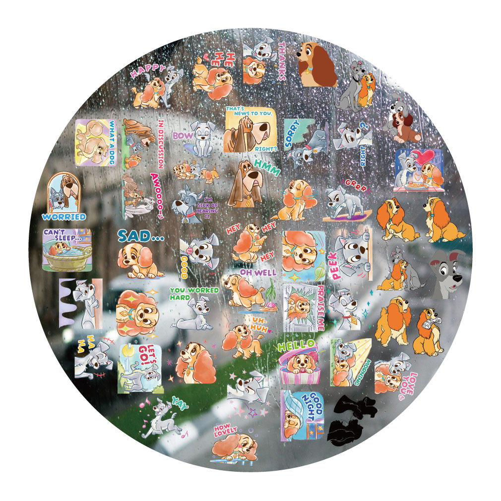 小姐狗与流浪汉UV转印贴电动牙刷防水水晶标签手机壳头装饰贴纸