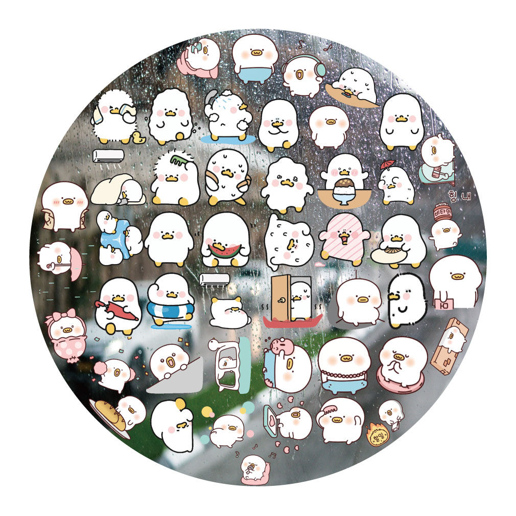 怕热的麻薯鸭子UV转印贴动漫电动牙刷防水晶标签手机壳头装饰贴纸