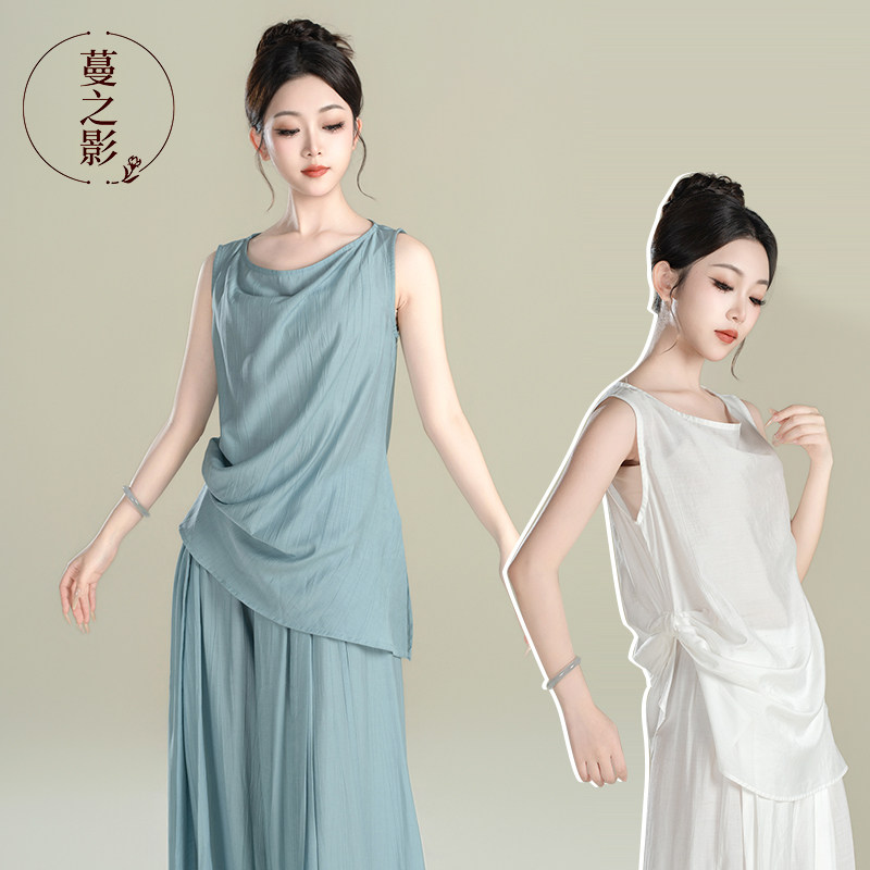 蔓之影现代舞练功服上衣白色图片