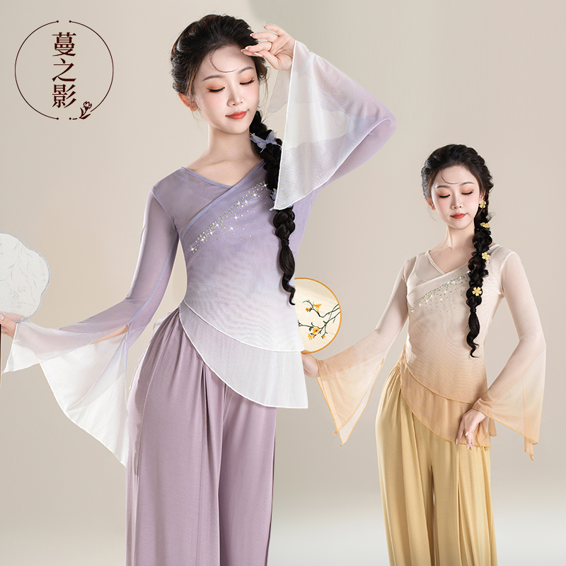 2025古典舞练功服烫钻纱衣现代舞新款上衣女中国舞演出服艺考服装