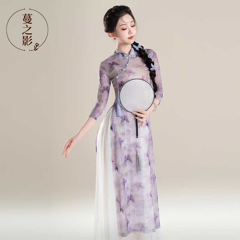 2025夏季新款古典舞练功服中国舞旗袍表演服国风连衣裙舞蹈服上衣