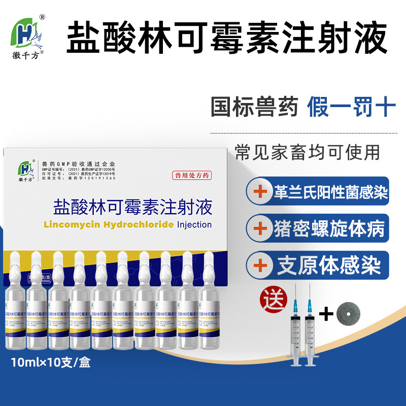 千方动保盐酸林可霉素注射兽用注射液剂猫猪产后康消炎针正品兽药