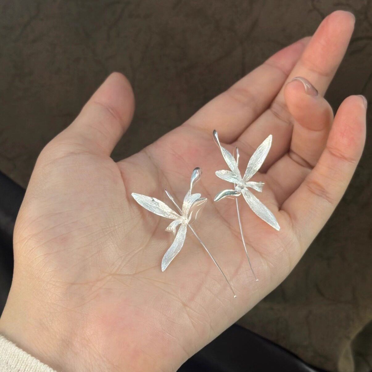画中仙新中式国风立体兰花耳钩轻奢小众高级感耳饰文艺术优雅耳环图片