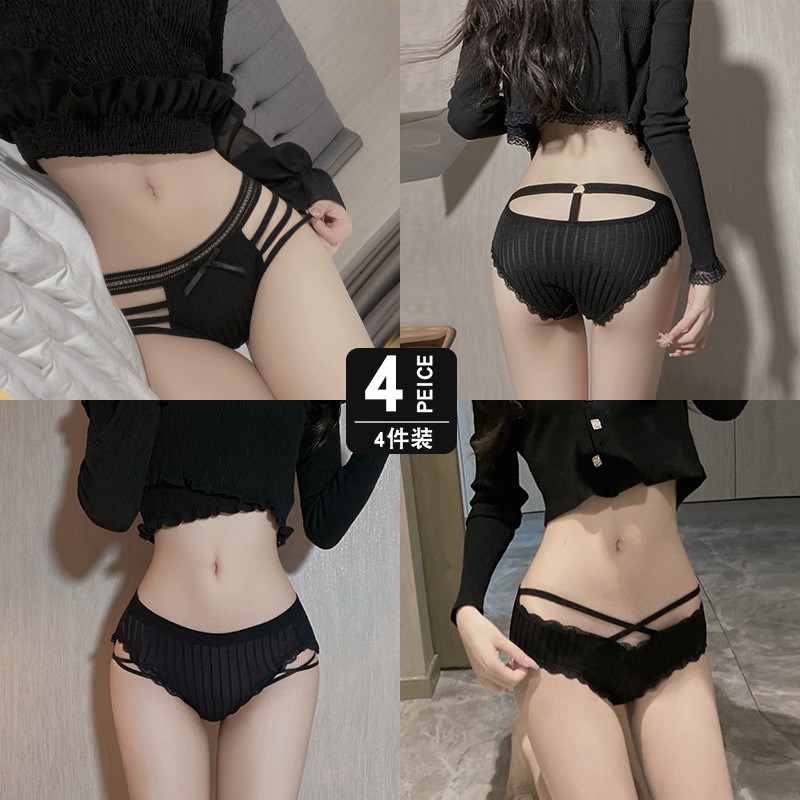 汕头美式性感内裤黑色雷蕾丝女士