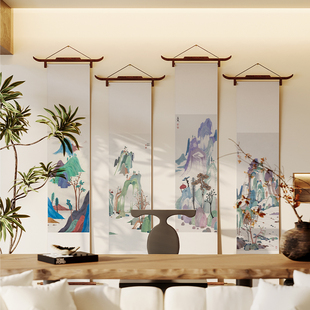 黄华斌 宋式卷轴山水墨山峰装饰画新中式客厅书房玄关茶室挂轴画