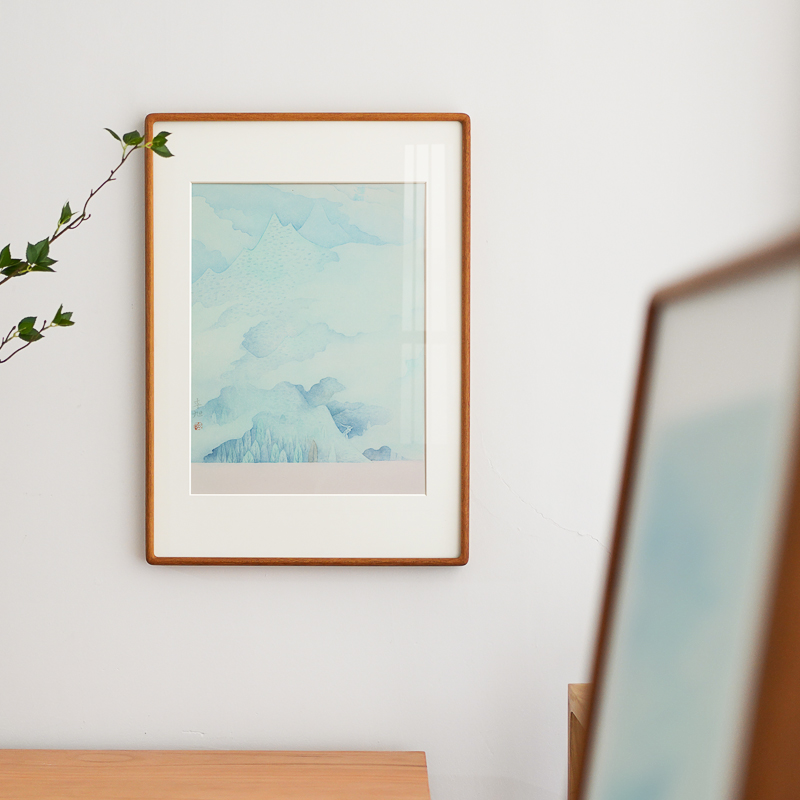 李旭新中式水墨山水侘寂风现代简约玄关客厅双联极简茶叶店装饰画