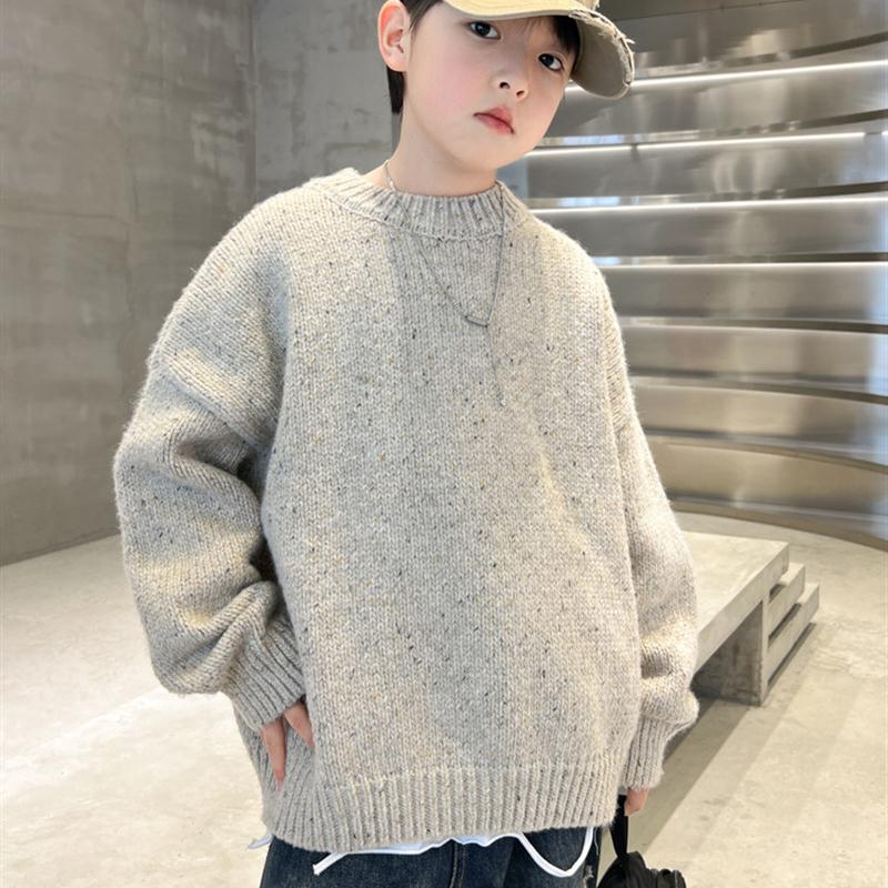 男童毛衣秋冬款新款男孩冬季加厚打底衫加绒中大儿童针织衫潮