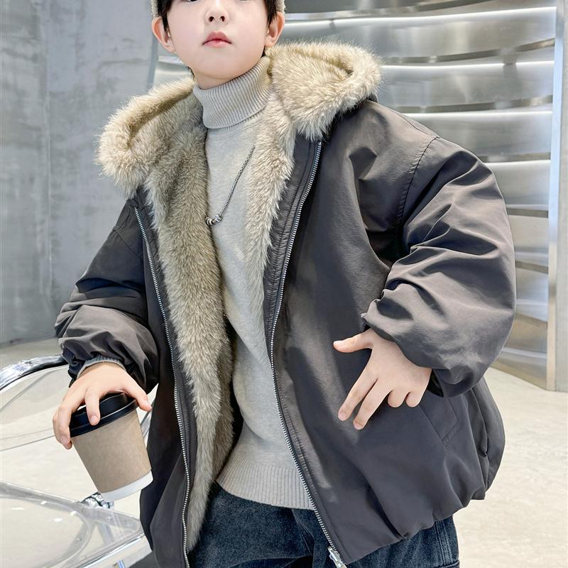 儿童装男童冬装加绒外套新款冬季男孩中大童秋冬款加厚衣服潮