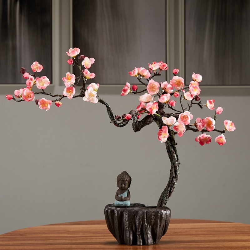 仿真梅花腊梅套装中式假花插花摆件客厅玄关茶几花艺家居装饰特价