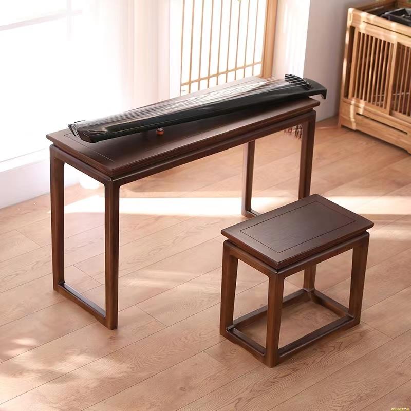 实木古筝仿古共鸣琴桌简约艺术卯榫新中式国学桌老榆木禅意书法桌