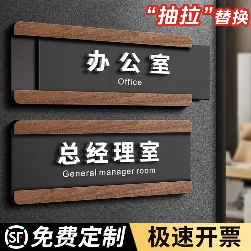 亚克力可更换替换式高档抽拉办公室门牌标识牌定制公司总经理财务