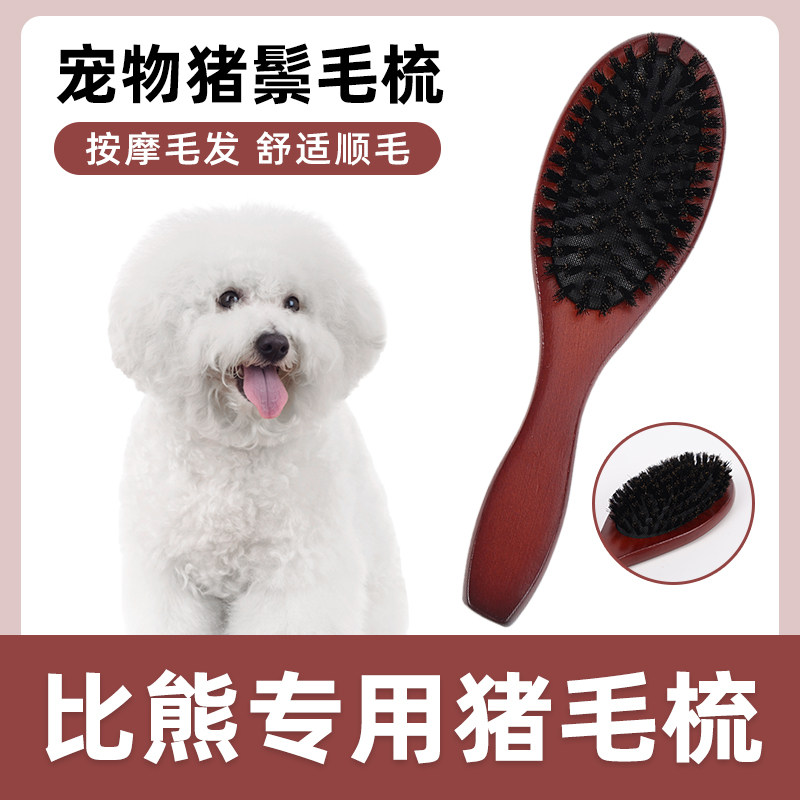 比熊专用猪鬃梳猪鬃毛刷梳子去浮毛祛毛脱毛开结刷毛狗毛清理器
