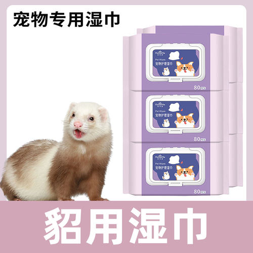 宠物貂专用宠物湿巾小宠擦面部脚身体清洁全身雪貂免洗用品