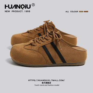 环球勃肯鞋男款2026新款包头半拖鞋男春季外穿厚底男鞋软底穆勒鞋