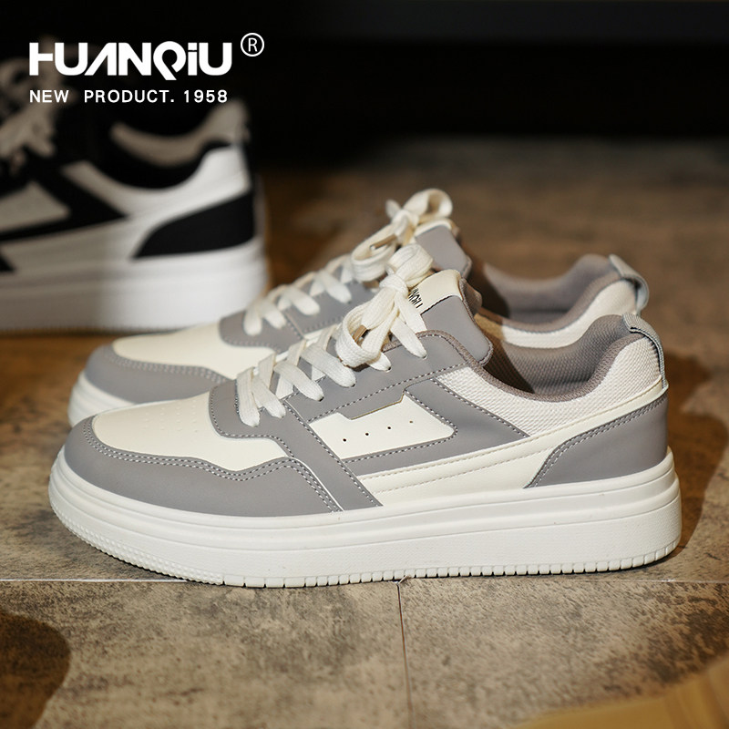 环球板鞋男鞋春季2026新款潮鞋复古鞋子男士软底休闲鞋灰色运动鞋
