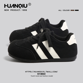 女款 子泡芙鞋 2026春季 大头休闲运动厚底鞋 新款 环球复古黑色德训鞋