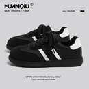 环球黑色德训鞋女2025新款秋季轻便百搭休闲软底复古跑步运动板鞋