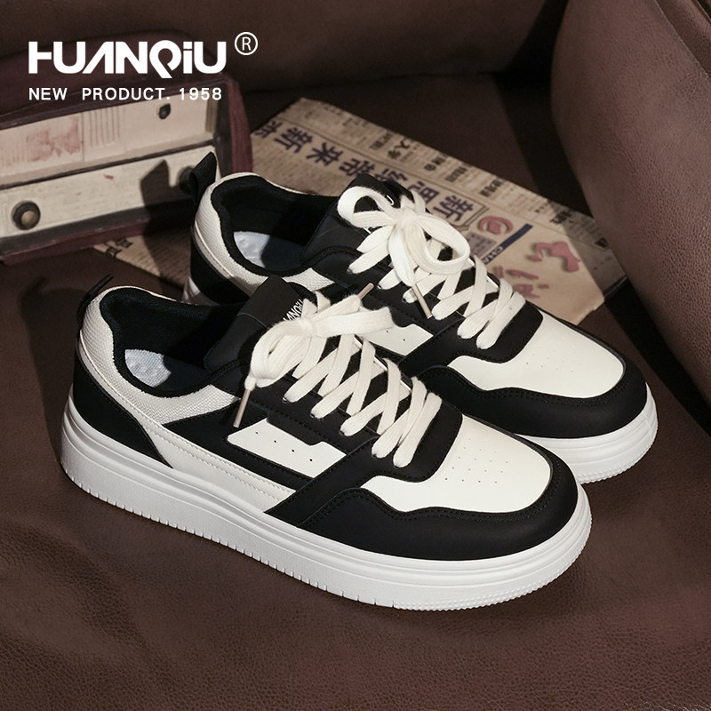 环球黑白厚底板鞋男款2025冬季新款熊猫国潮低帮休闲板鞋运动男鞋,流行男鞋,休闲板鞋,淘宝优惠券,粉丝福利购,淘宝优惠卷