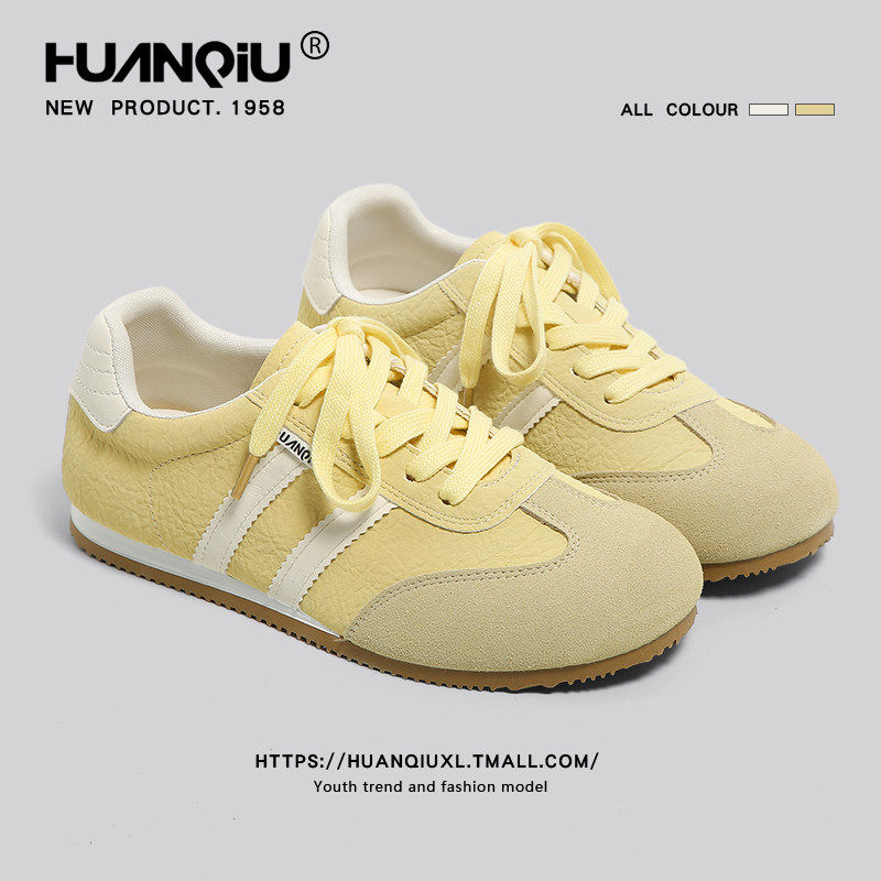 环球黄色德训鞋女2026新款春季配裙子软底运动休闲板鞋爆款阿甘鞋,女鞋,德训鞋,淘宝优惠券,粉丝福利购,淘宝优惠卷